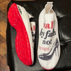 SHEIN White and Red Graphic Sneakers